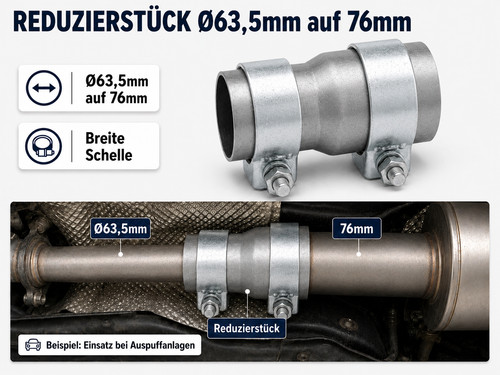 Rohr reduzierstück ø63 5mm - reduzierstück, Ø63,5mm