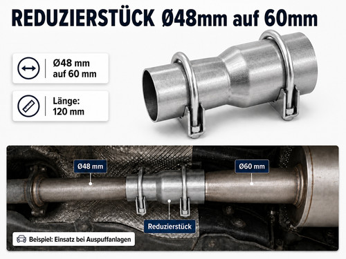 Rohr reduzierstück ø48mm auf - reduzierstück,